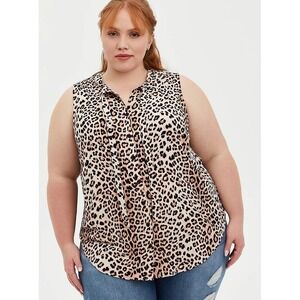 Crepe Tie-Front Button-Up Top